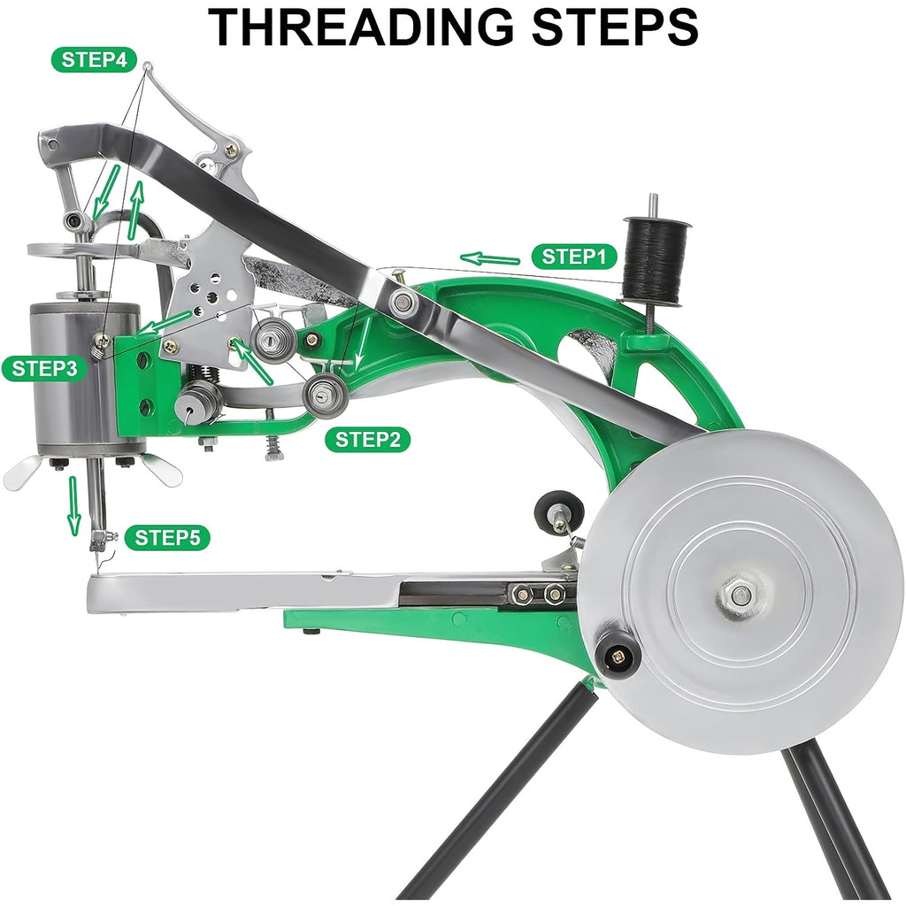 Heavy-Duty Leather Stitching Machine | Industrial Shoe Repair Equipment, Dual Thread System for Shoes, Bags, Belts, Sew Thick Materials Like Leather, Canvas, Nylon, Professional for Upholstery, Tents, Coats | Green, Non-Electric, Brand: GCCSJ