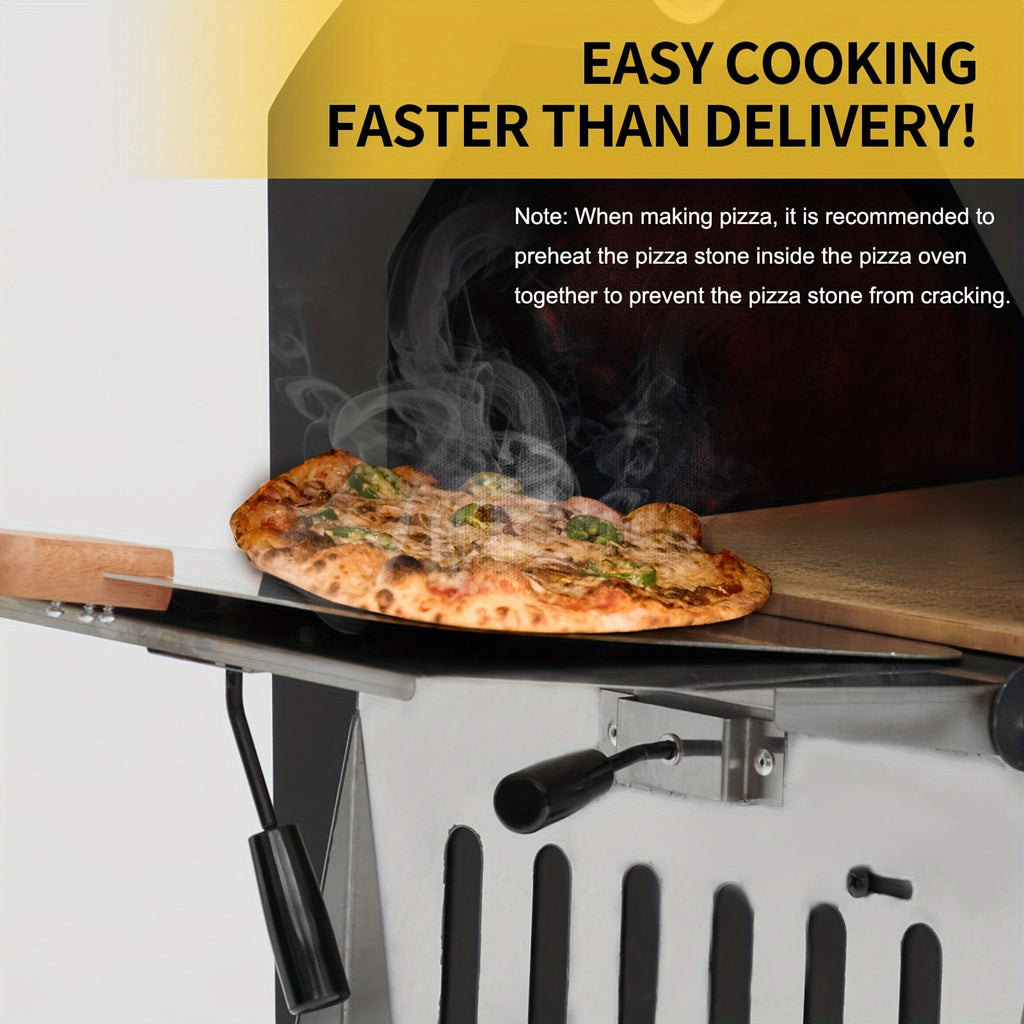 Outdoor Wood-Fired Pizza Oven with Built-In Thermometer, Pizza Peel, Cooking Grates, Stone Plate, And Cover Perfect for Pizza, Grilling, And Roasting