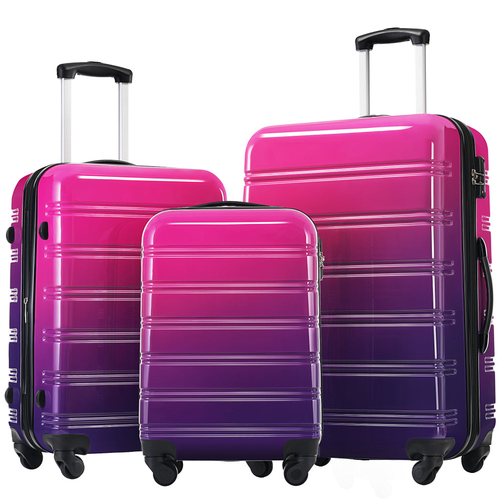 Merax Luggage Sets 3pcs, Hardside Expandable Suitcase Set with Spinner Wheels, Lightweight Gradient Color Luggage 20+24+28in