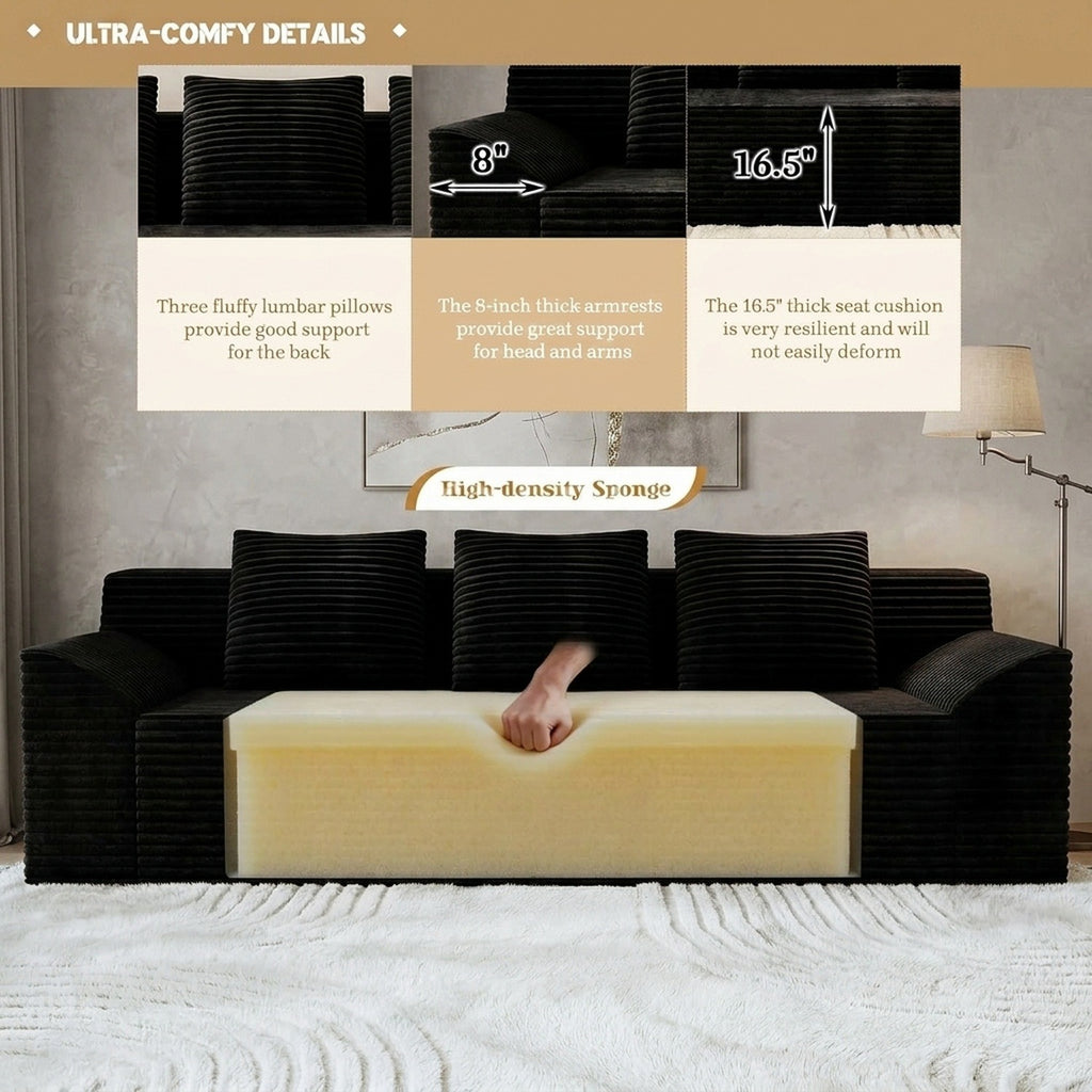 42"/70.8" RV Oversized Corduroy Sofa, No Assembly Soft Plush Couch for RV Camper, Modern Deep Seat Living Room Bedroom Sofa