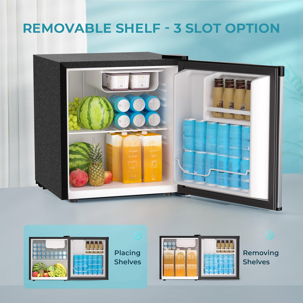 ICYGLEE Compact Refrigerator with Freezer, 1.7 Cu.Ft Mini Fridge, Single Door with Reversible Feature, Thermostat Adjustable, Energy Efficient, Suitable for Bedroom, Office, Dorm, Silvery