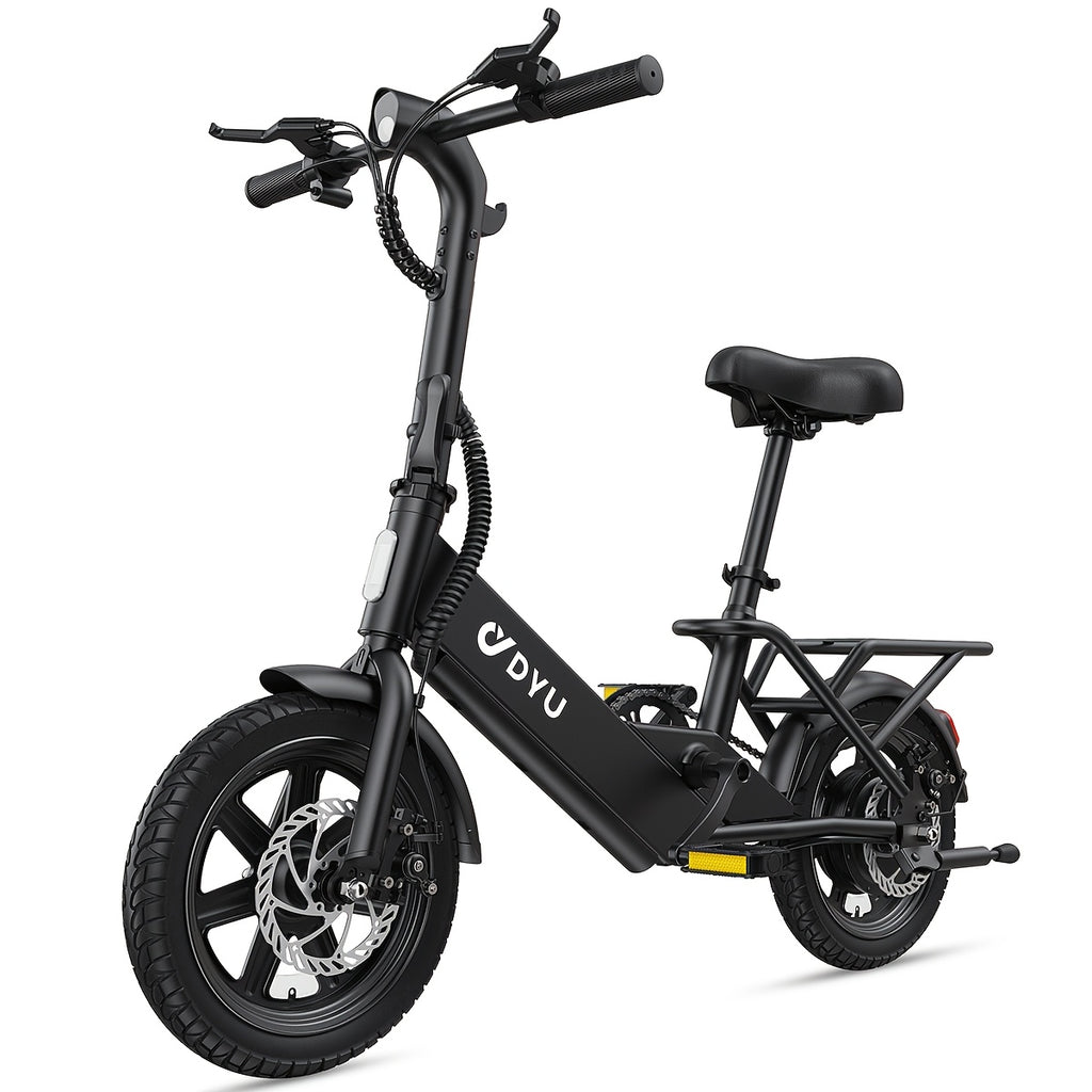 14" Electric Bike For Adults Teens, Folding Electric Bicycle, Commuter City E-Bike With 350W Peak 500W Motor And 36V 7.5Ah Battery, 3 Levels Assist, Dual Disc Brakes, Built-in Battery Max Speed 15.5MPH