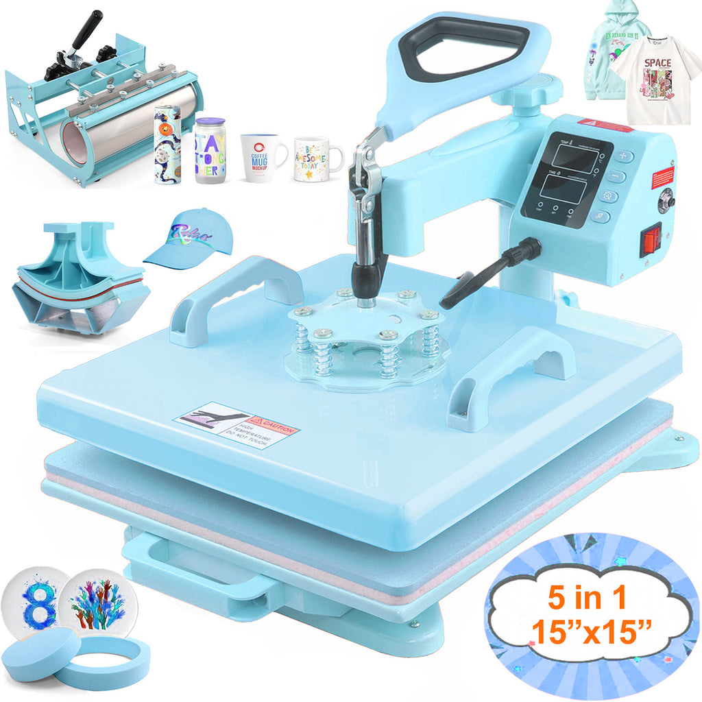 HOMDOX 15"x15" 8-in-1/5-in-1 Heat Press with 30OZ Tumbler Press for T-Shirt/Tumbler/Mug/Hat/Cap/Plate - Slide Out 360° Swing Away Digital Shirt Press Machine, Industrial-Quality Heat Transfer Sublimation