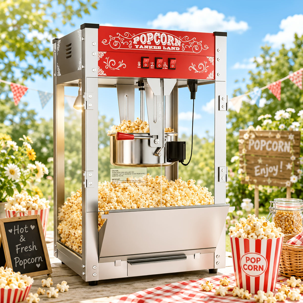 [Home Theater, Parties] 8oz Popcorn Machine, Commercial Pop Corn Maker Machine, Countertop Popcorn Machine with 3-Switch Control for Home Movie Theater, Parties