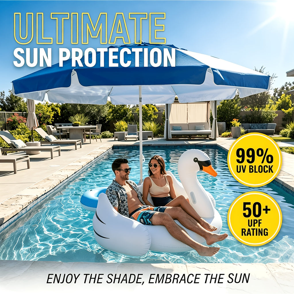 7FT Portable Poolside Umbrella with Base And Cup Holder, Ideal for Sun Protection at Pools, Beaches, And Lakes, Comes with Carry Bag