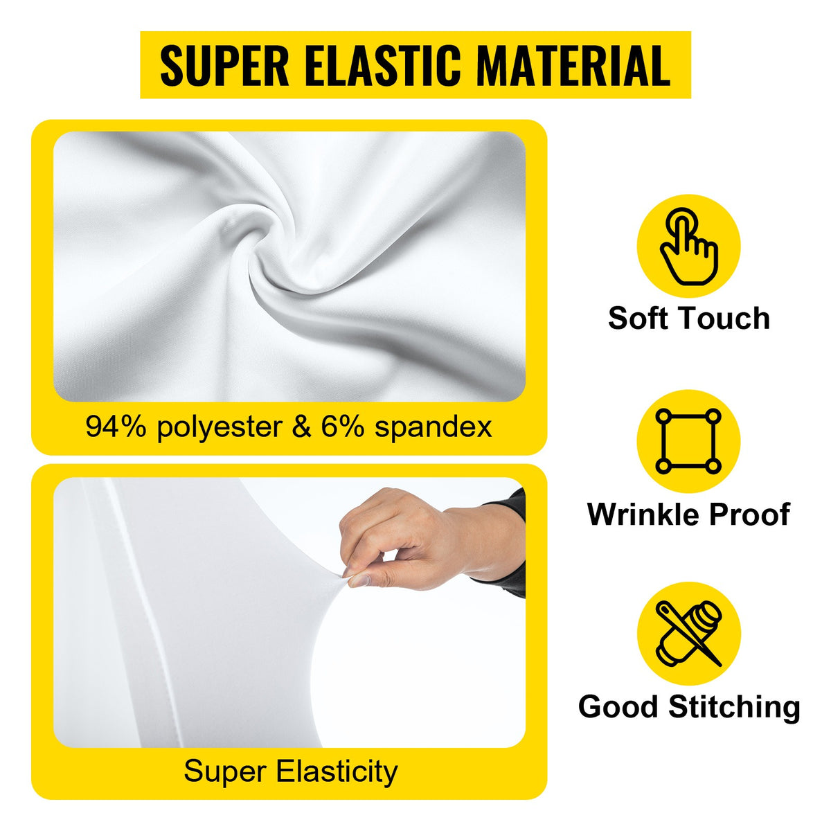 VEVOR White Chair Covers Polyester Spandex Chair Cover for Party Wedding Banque Chair Covers,100 Pcs, Arched-Front Chair Cover