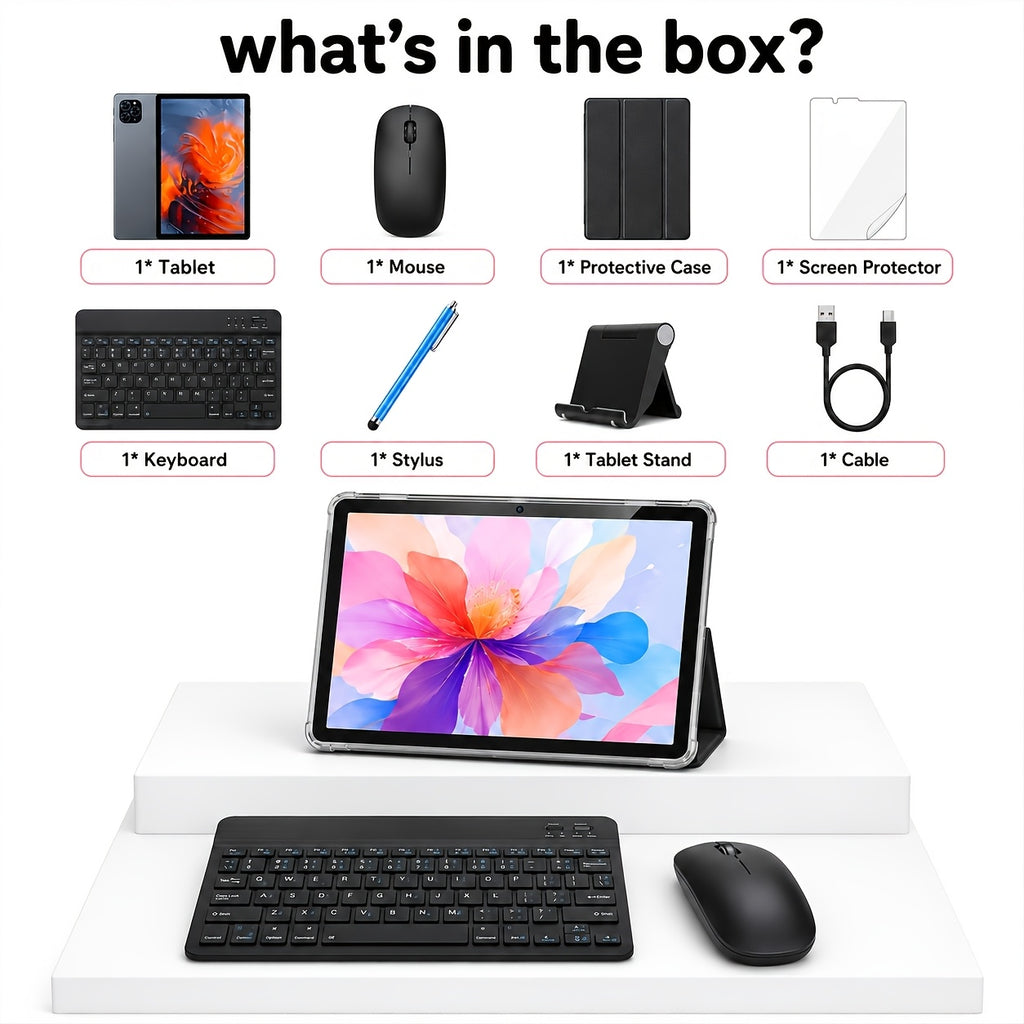TABWEE T90 Android 16 New 2025 Tablet, 11-inch HD Large Screen+1200x1920 IPS Display, Unisoc Octa-Core High-Performance CPU, 24(8+16)GB RAM +128GB ROM(2TB Expand), 13MP+5MP Camaras/Face ID, 8000mAh Long Battery Life, Support Widevine L1, Gemini AI