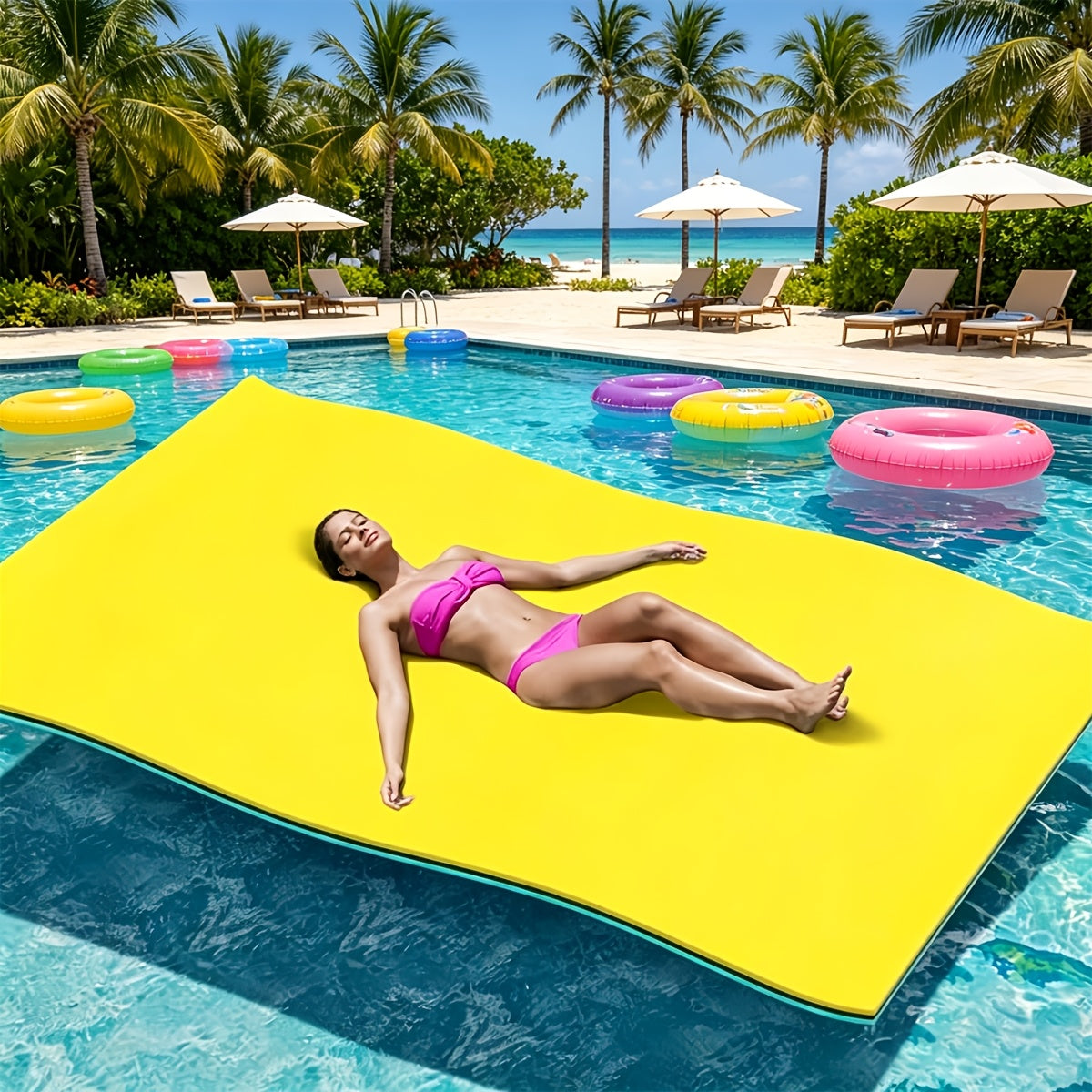 Floating Mat, Floating Water Mat For Lake, 3 Layers Tear-Resistant XPE Foam Portable Lily Pad Float For Adults, Multiple Sizes To Choose