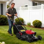 21" Self-Propelled Gas Lawn Mower with 165cc 4-Stroke Engine, RWD Gas Powered Mower for Large Yards & Hills, 3-in-1 Mulching/Bagging/Side Discharge, 6 Adjustable Heights