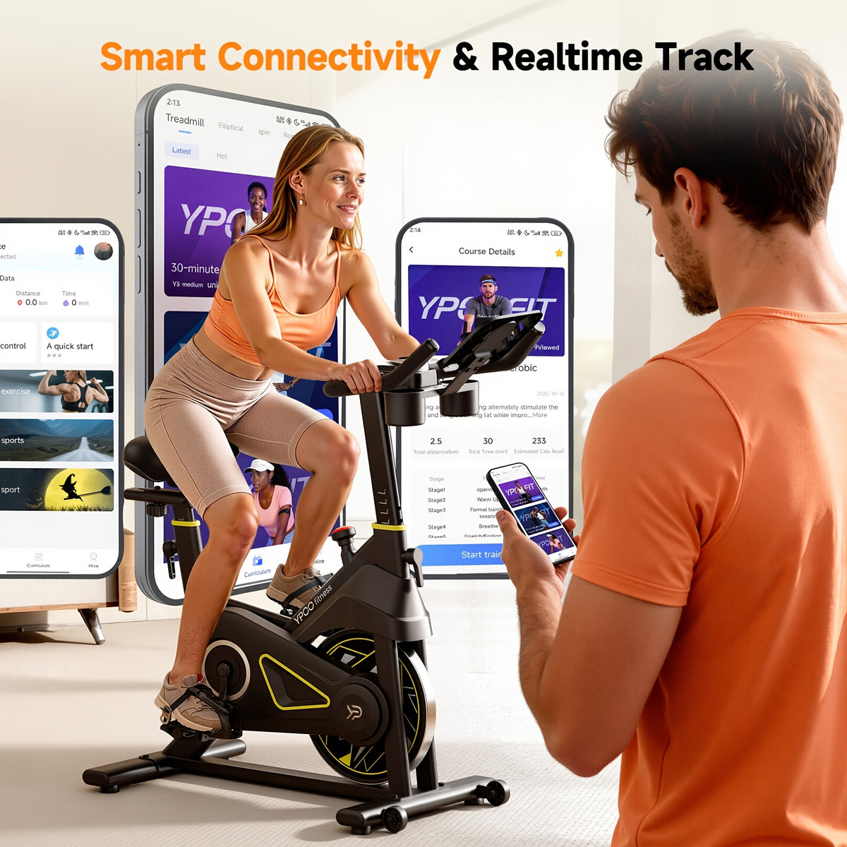 Exercise Bike Adjustable for Home Cardio Workout with 300 LBS Capacity, Comfortable Seat Cushion & Silent 25dB, Multi-level Adjustment Enables Measurement Of Heart Rate, Family Exercise Bike