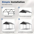 10X20 Carports, Portable Garage Carport with Heavy Duty Frame And Waterproof Carport Canopy