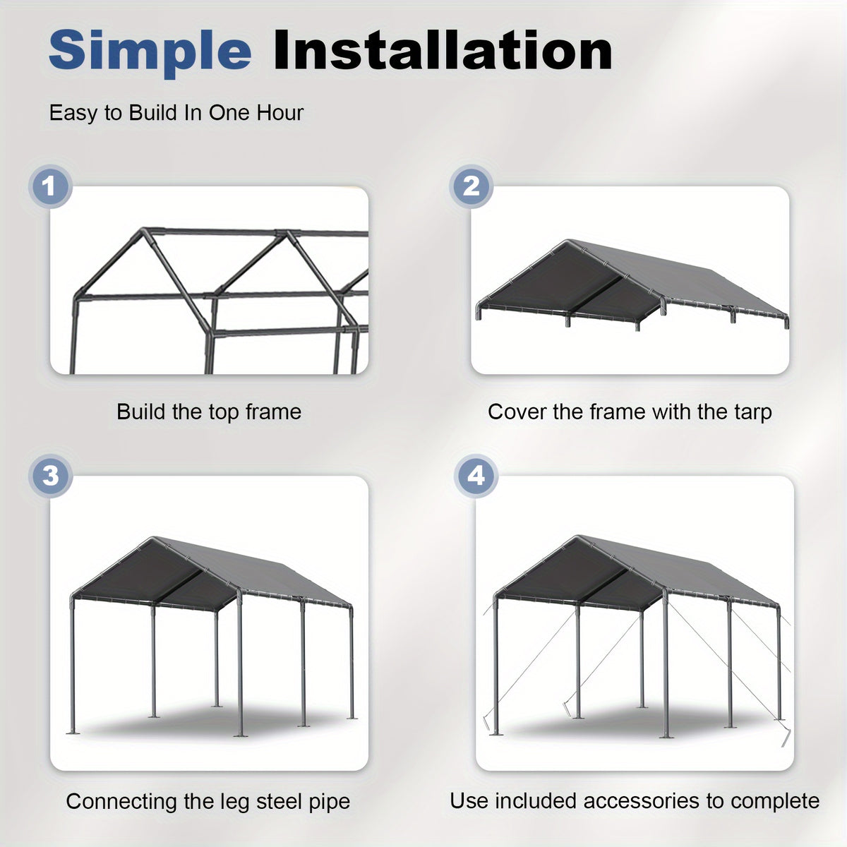 10X20 Carports, Portable Garage Carport with Heavy Duty Frame And Waterproof Carport Canopy