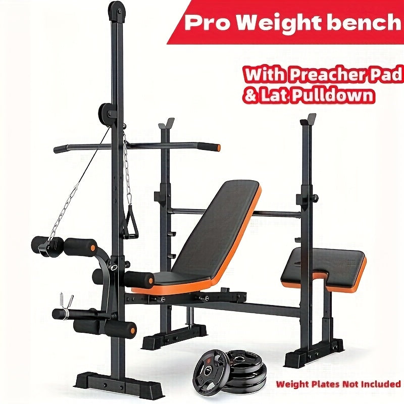 16-In-1 Adjustable And Multifunctional Weight Bench Set, 880Lbs Heavy Duty Strength Training Bench with Leg Developer, Barbell Rack, Preacher Curl Pad And Lat Pulldown for Full Body Workout at Home