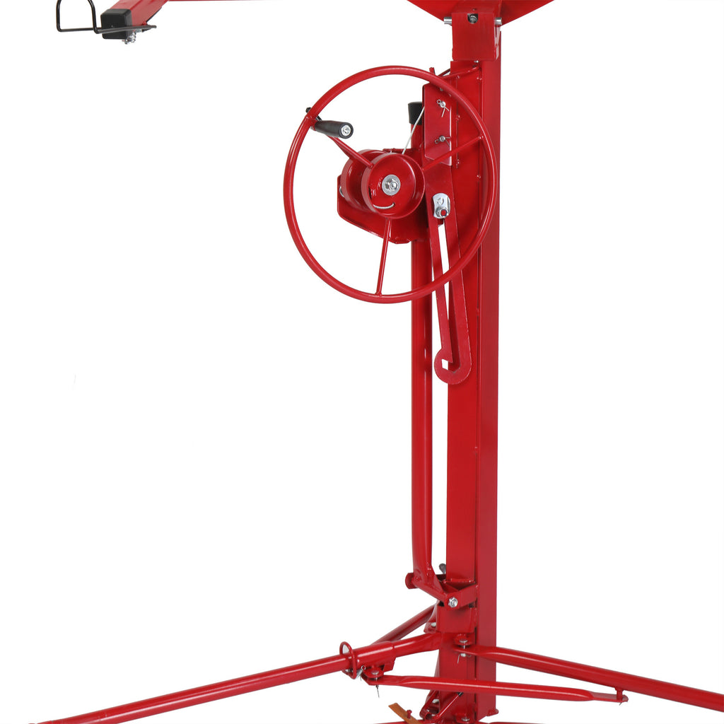 16ft Drywall Lifter Panel Hoist Dry Wall Rolling Caster Lifter Construction Tool 150LB Heavy Duty Sheetrock Hoist Holder Red