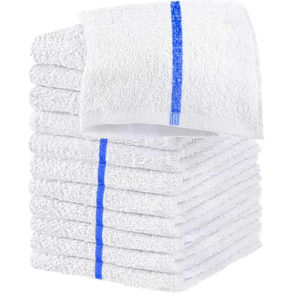 Bar Mop Kitchen Towels, 16 x 19 Inches, Blue Stripe Cotton Terry Bar Towels for Bartenders – Reusable Bar Rags for Cleaning Restaurants & Kitchen Housekeeping
