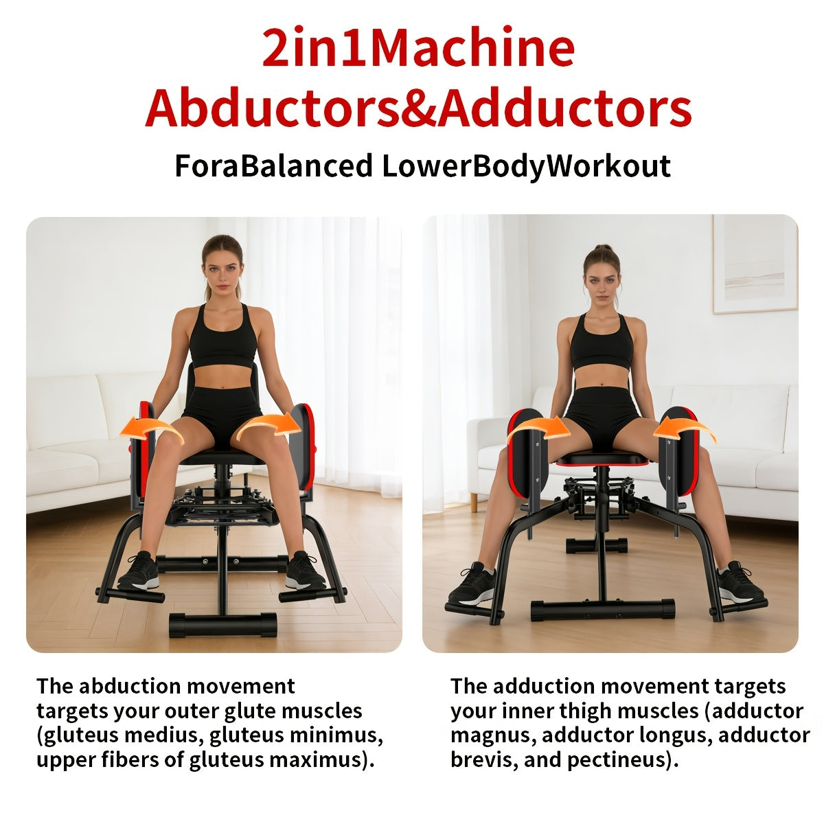 New 2-In-1 Dual Resistance Band Glute Trainer - Hip Abduction And Adduction Exercise Equipment - 1-15 Levels of Resistance Adjustment, for Glute Strengthening Training, Suitable for Home Use, Can Train Upper Back, Adjustable Glute Trainer