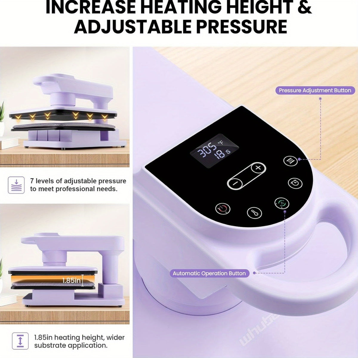 15x15 Inch Swivel Auto Heat Press Machine, 360° Swing Away Smart T-Shirt Printing W/Auto Press & Auto Release & Auto-Off, 7 Adjustable Pressures & 1.85" Higher Heating Height For HTV, Dual-tube Heatinbg, Sublimation, Heat Transfer Projects