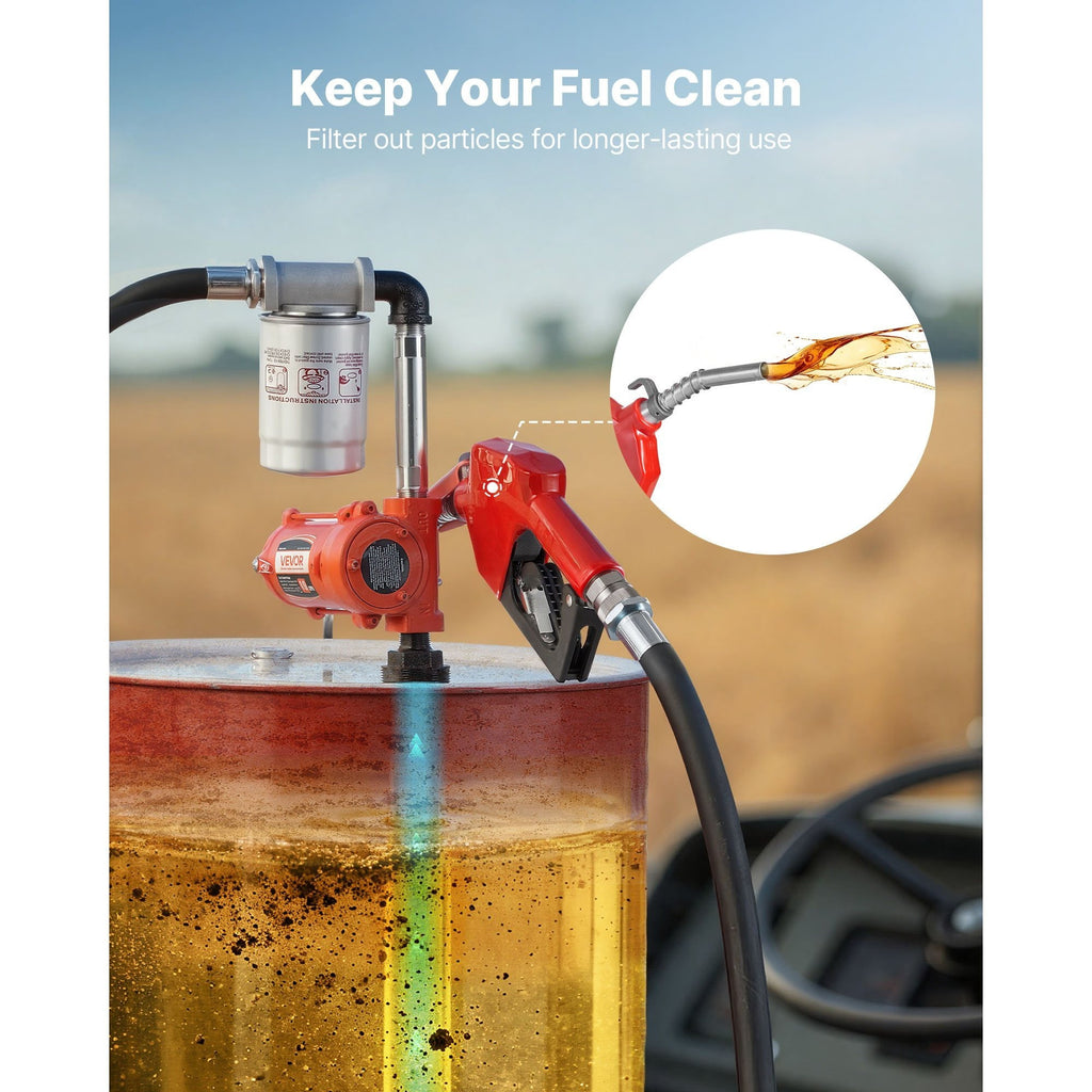 VEVOR Fuel Transfer Pump, 12V DC 10 GPM, Portable Diesel Transfer Pump Kit, with Auto Shut-Off Nozzle, Discharge Hose, Overheat Protection, Power Cable, for Gasoline Diesel Kerosene