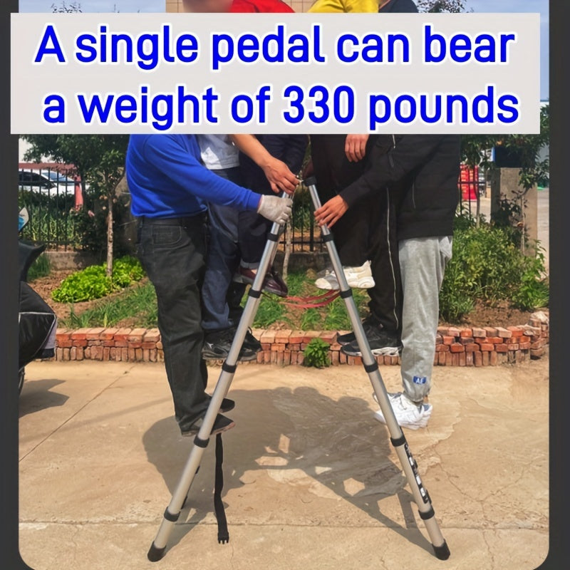 6.5-foot 7-Step Telescoping Ladder - Anti-Shake and Anti-Slip Portable Folding Ladder - Walkable A-Frame Household and Outdoor Work Multi-Purpose Ladder, 330 Pounds per Step