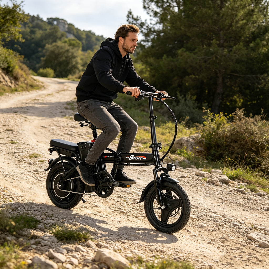 Electric Bike for Adults Teens, 749W Peak Folding Ebike, 25MPH & 25Miles, 48V 15A Portable Electric Mini Bike, Dual Suspension, Commuting Ebike with R-seat