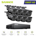 SANNCE 8CH 1080P Security Camera System with 8pcs 2MP Wired Surveillance Bullet Cameras 5-in-1 CCTV DVR Recorder with 100ft Night Vision, Motion Alert, Remote Access