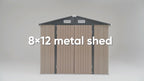 GUNJI 8 X 12ft Outdoor Metal Storage Shed, Garden Shed with 2 Shelves, Tool Sheds for Backyard Garden Patio Lawn