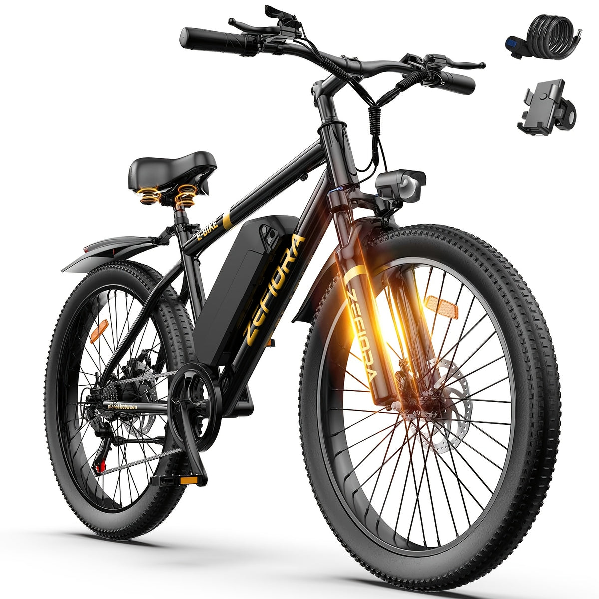 26" Electric Bike For Adults, 749W Motor, 48V 7.8/10AH Removable Battery, 25MPH Top Speed, 7-Speed Gears, Disc Brakes, Front Suspension, 26"2.1 All-Terrain Tires, LCD Display, Step-Over Commuter E-Bike, With Free Delivery From Local Warehouse