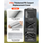 VEVOR Carport Replacement Canopy, 10 x 20 ft / 12 x 20 ft / 13 x 20 ft / 20 x 20 ft Potable Garage Tent Top Tarp with Sidewalls, UV-Resistant & Waterproof, Heavy Duty Car Shelter Tarp with Ball Buggees, Beige / Grey, Frame Not Included