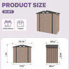 12x20/6x4ft Metal Storage Shed - Outdoor Garden Shed Kit, Lockable Tool Shed, Backyard Shed with Double Hinged Doors, Carport for Car, Truck, Bike And Lawn Mower & Equipment, Brown