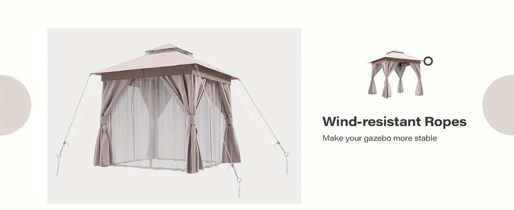 LAUSAINT HOME 8'x8' Heavy-Duty Outdoor Gazebo with Expansion Bolts, Double Roof & Mosquito Netting - Galvanized, UV-Resistant Canopy Tent, Privacy Screens & Curtains Compatible for Backyard, Garden, Parties (2024 Model, Sun Loungers For The Garden, Backya