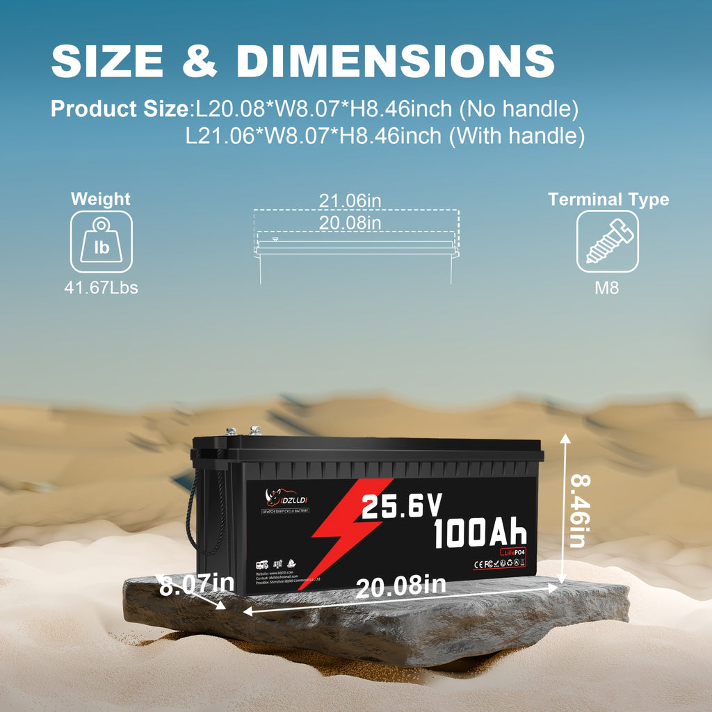 12V 100/150Ah 24V 100Ah Lifepo4 Lithium Battery, Rechargeable, Maximum 2560W Power Output, Over 15, 000+ Deep Cycles And 100BMS Protection, Suitable for Solar Systems, Rvs, Home Use, Solar Panel Arrays, And Camping