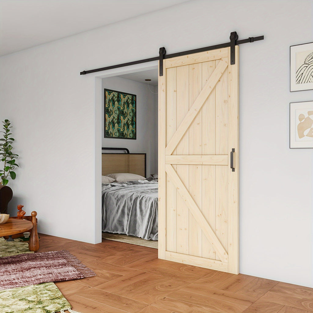 Pine Barn Door, Sliding Door for Living Room, Bedroom, Kitchen - Includes All Hardware Kit, Easy Assembly with Pre-Drilled Holes, DIY Paintable