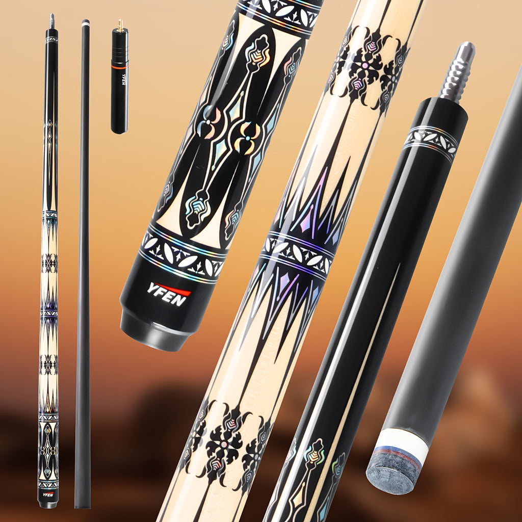 YFEN Carbon Fiber Pool Cue Stick - Professional Billiard Cue with Low Deflection 12.5mm Tip, Pro-Taper Shaft & Canadian Maple Butt, Cue for Competitive Play (//) - Extension Compatible Pool Cues for Pros &