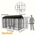 98"L x 49"W x 71"H Dog Kennel Outdoor with Waterproof Roof, 8x6x4ft Large Outdoor Kennel with Rotating Feeding Door, Bowls, Dog Cage for Outside Dog House Enclosure for Dogs, Cat, Rabbit