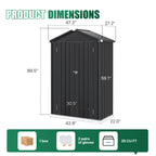 UMORLYRAE Vertical Metal Tool Cabinet, Weatherproof Outdoor Storage Shed with Floor Base & Adjustable Shelves, A-Frame Roof Design, Space-Saving for Garden, Garage, Patio(2.5x2ft/3.5x2.2ft)