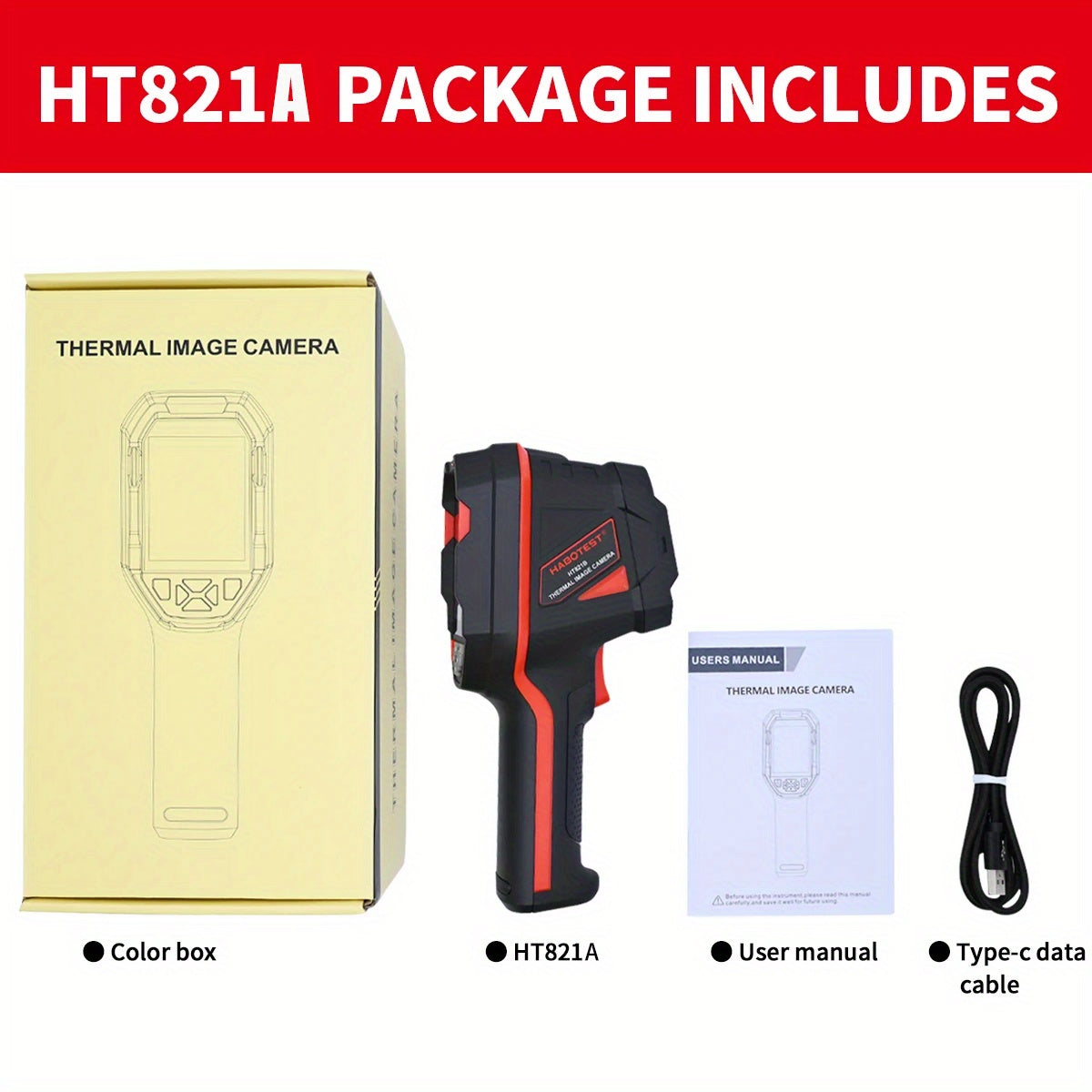 [Portable Thermal Imager] HABOTEST HT821A Portable Wide-Range Thermal Imager (-20°C to 550°C) | 320x240 Resolution | 8GB + USB | Multi-Palettes & LED Light