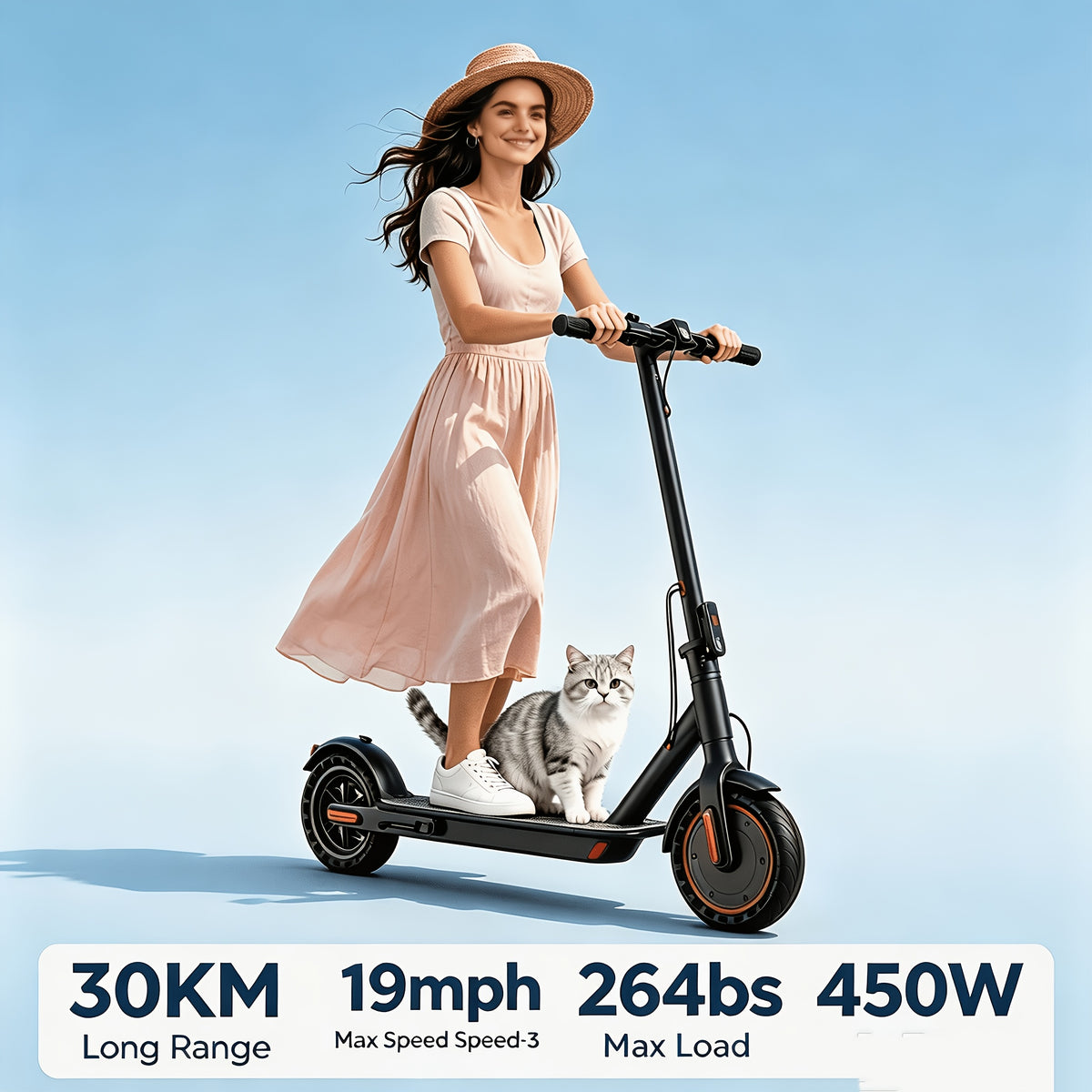 LADPED Commuter Foldable Electric Scooter for Adults, Smart App, 450W/500W Motor, 36V-48V Battery, with 8.5-14inches Tyres, 15-20MPH Speed, LCD Dashboard, LED Headlight Taillight, Integrated Bell, Duty Aluminum Alloy Frame, 265 LBS Weight Limit