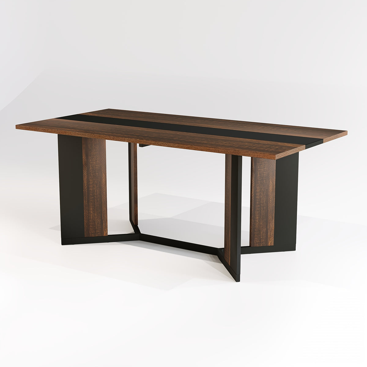 Luxurious 71-Inch Large Rectangular Dining Table with Marble-Color Wood Top, Adjustable V-Shaped Legs, Waterproof and Scratch-Proof for 4-7 People - Ideal for Family Dinners, Office, Kitchen, Living Room