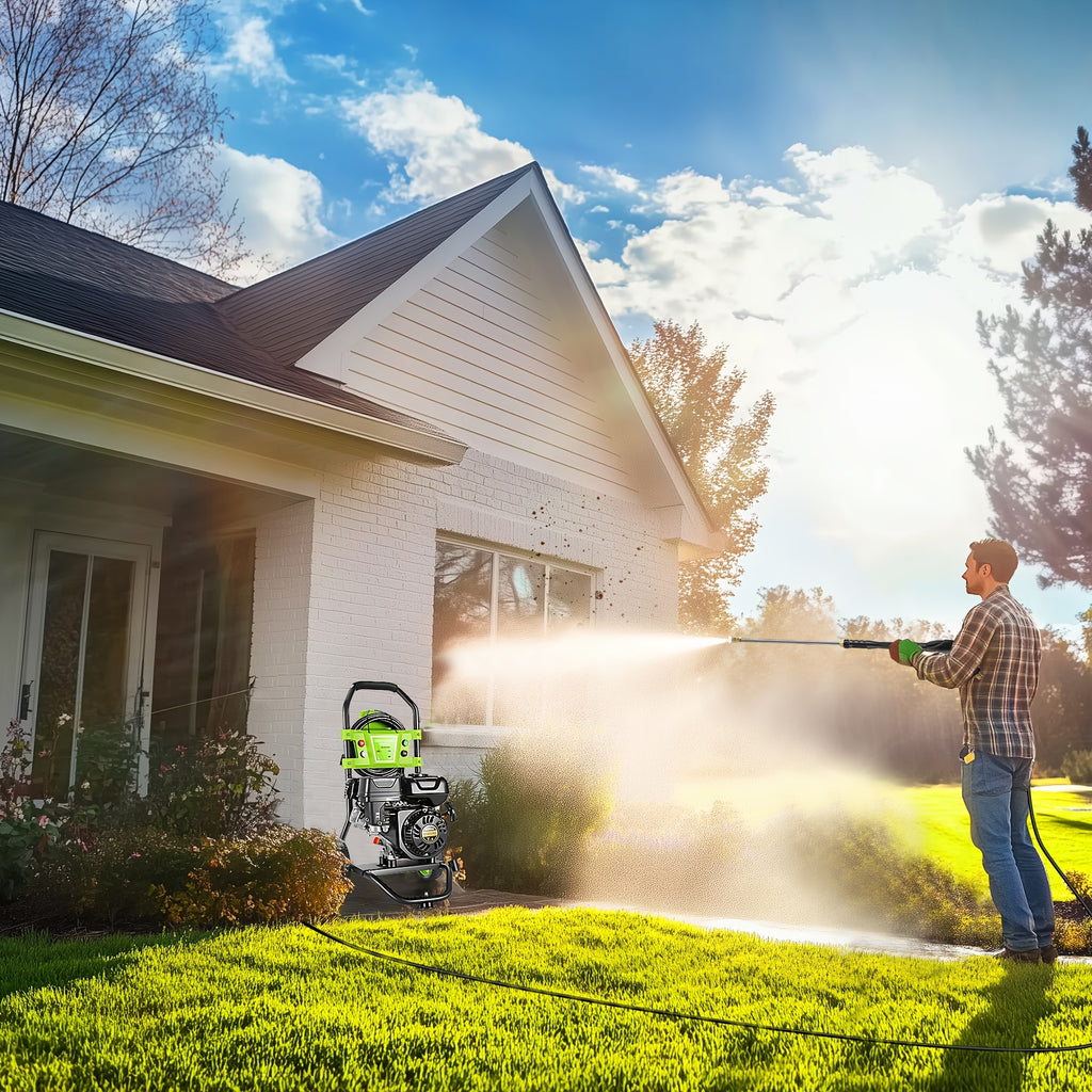MAX 4400PSI 4GPM 209CC Commercial Gas Pressure Washer, 7.0 HP Professional Gas Power Washer with 5 Nozzles 25ft Hose 16.91oz Foam Bottle for Car Fence Driveway Yard (EPA/CARB/ETL Compliant)