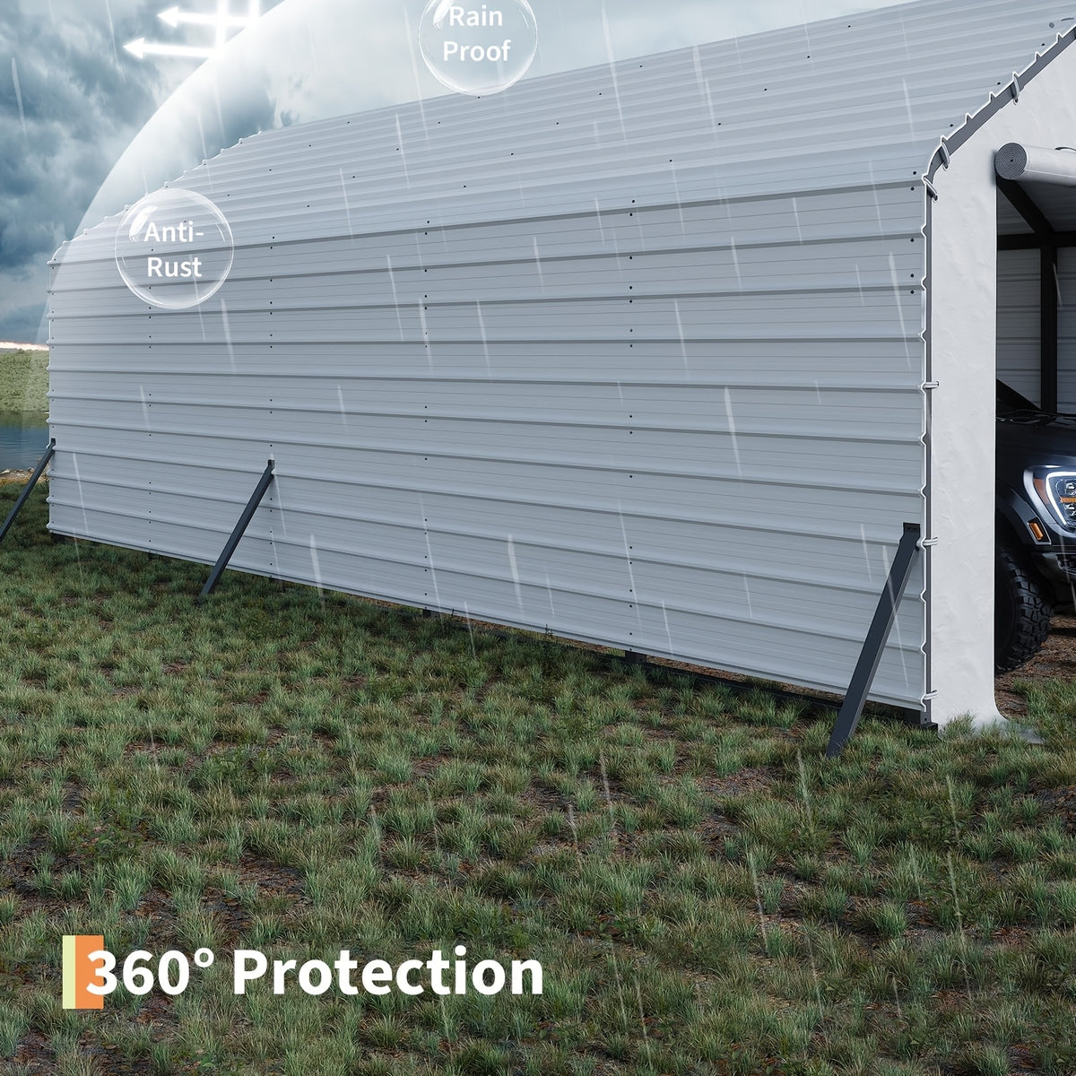 Heavy Duty Metal Carport Roofing Panels, 27 Gauge Galvanized Steel Ribbed, White, Fits 13x16 Ft To 13x26 Ft Carport Kits, 16pcs, 64. 17 X 19. 68 Inches(Roofing Panels Only)