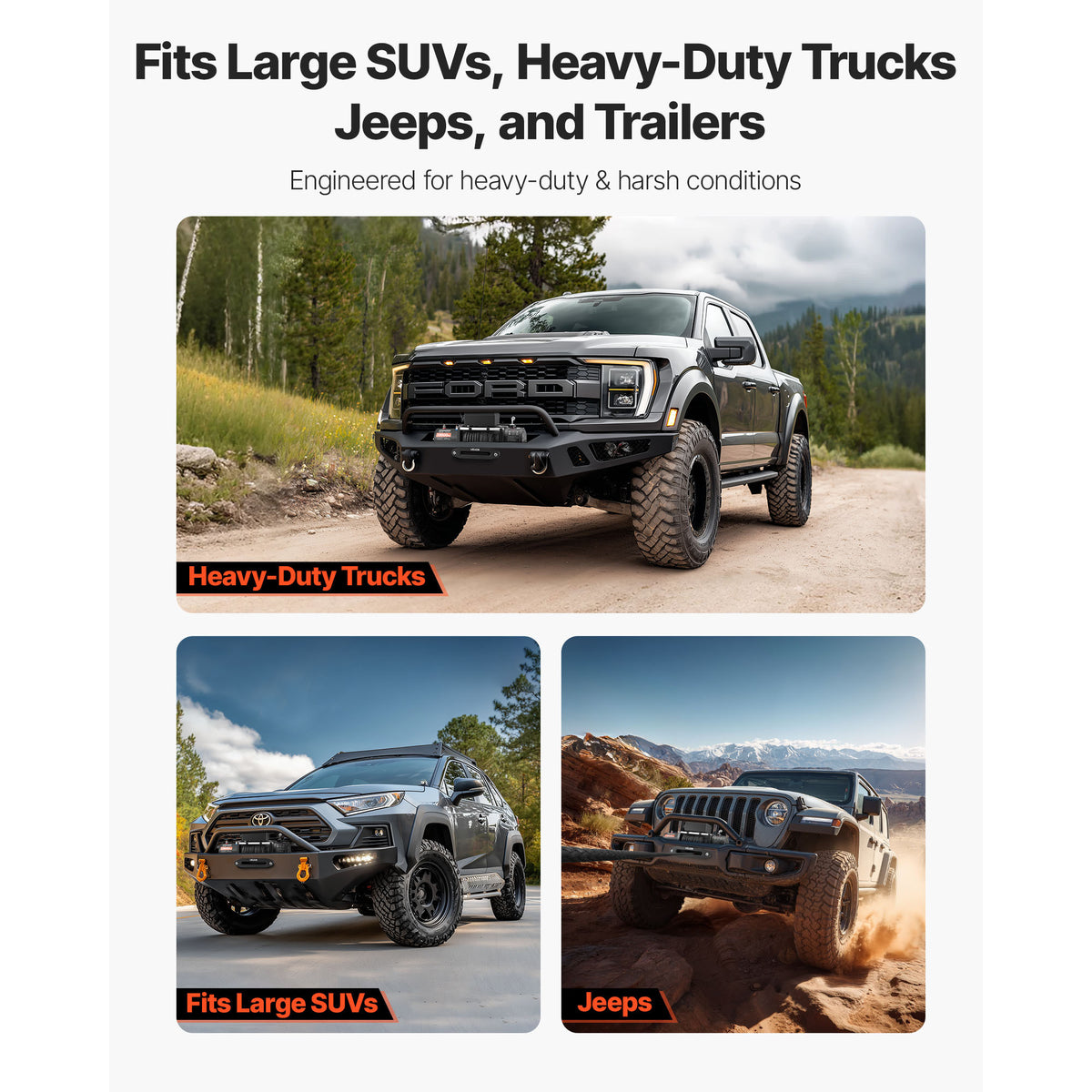VEVOR Electric Winch, 13500 lbs Load Capacity, 12V DC Truck Winch with Φ3/8 in x 85 ft Synthetic Rope, Wireless & Wired Remote Control, Towing Off-Road SUV Jeep Trailer Boat