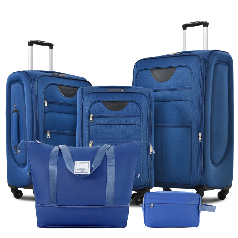 Suitcase Set Softside 3pcs Expandable Luggage with TSA Lock Spinner Wheels Lightweight Upright Luggage with Travel Bag, 22/ 26/ 30 IN