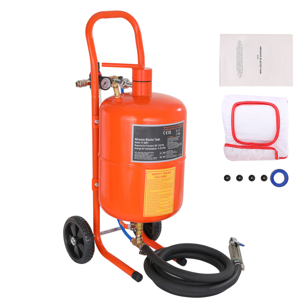 VEVOR 5 Gallon Sand Blaster, 60-110 PSI High Pressure Sandblaster, Portable Abrasive Blasting Tank, Air Sand Blasting Kit with 4 Ceramic Nozzles and Oil-Water Separator for Paint, Stain, Rust Removal