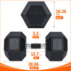 2pcs 60lb/65lb/70lb/75lb Hexagon Rubber Coated Cast Iron Dumbbells, Anti-Slip Grip, Rubber Grip Dumbbells, Rubber Coated Cast Iron