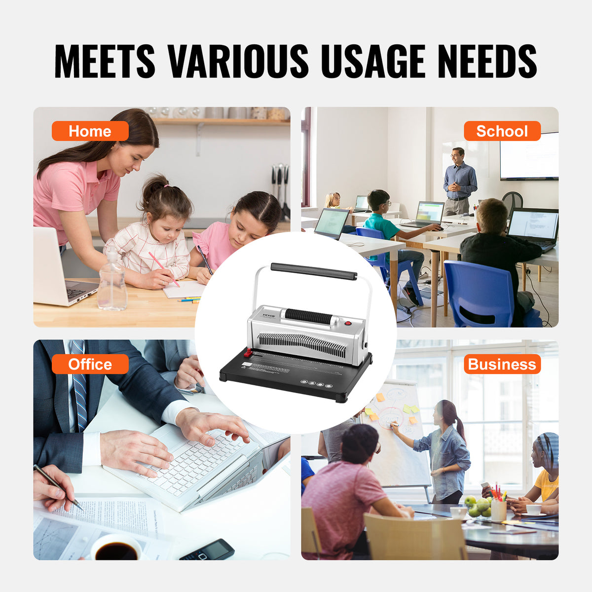 Electric Coil Binding Machine by VEVOR for Letter, A4 and A5 Documents—Punches 20 Sheets and Binds 500