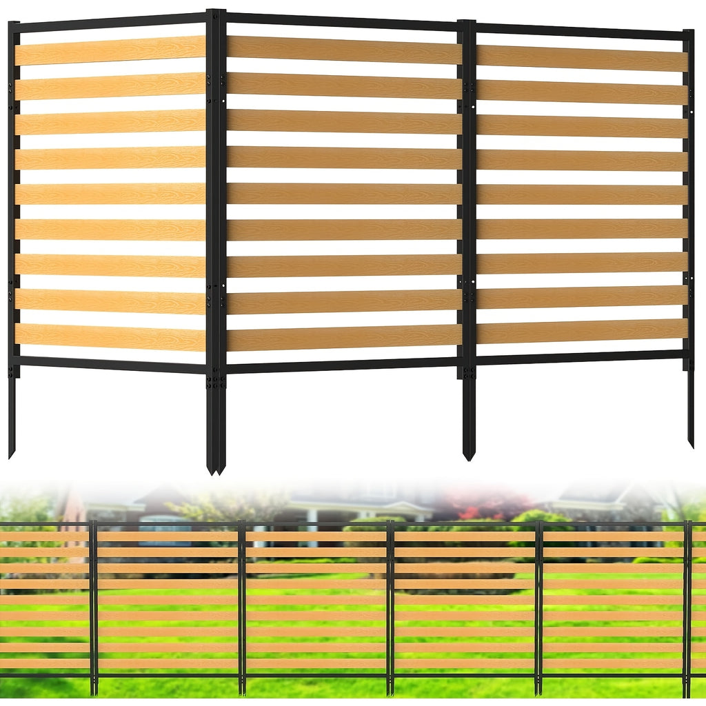 Metal Air Conditioner Fence 2 Panels - 40.27' W x 54.6' H Outdoor Privacy Screen, No Dig Wooden Privacy Screen for AC Unit, Trash Can, Pool Equipment, Yard Garden