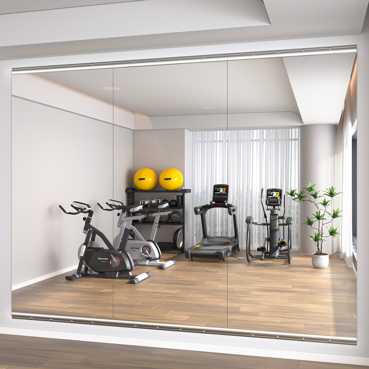 Hasipu Home Gym Mirror Large Full Body Mirror for Yoga, Large Wall Mirror Full Length for Fitness, Garage, Dance Studio, 0.16in Tempered Glass Frameless Mirror-1pc/2pcs/3pcs