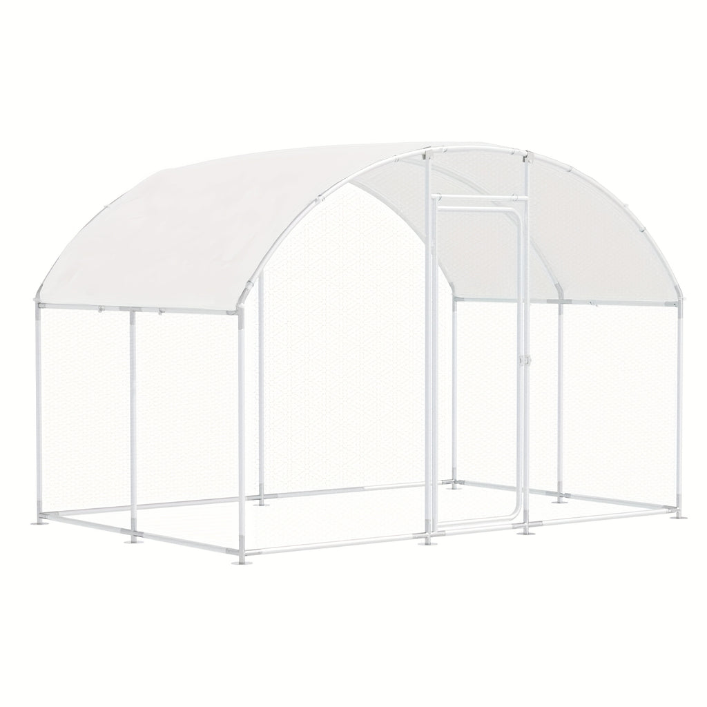 Large Metal Chicken Coops For 20 Chickens Runs For Yard With Waterproof Cover Walk-in Chicken Pen 10'Lx6.6'Wx6.6'H Outdoor Backyard Farm Use Round Roof Poultry Coop For Yard Garden With Waterproof Anti-UV Cover For Hens, Ducks, Rabbits