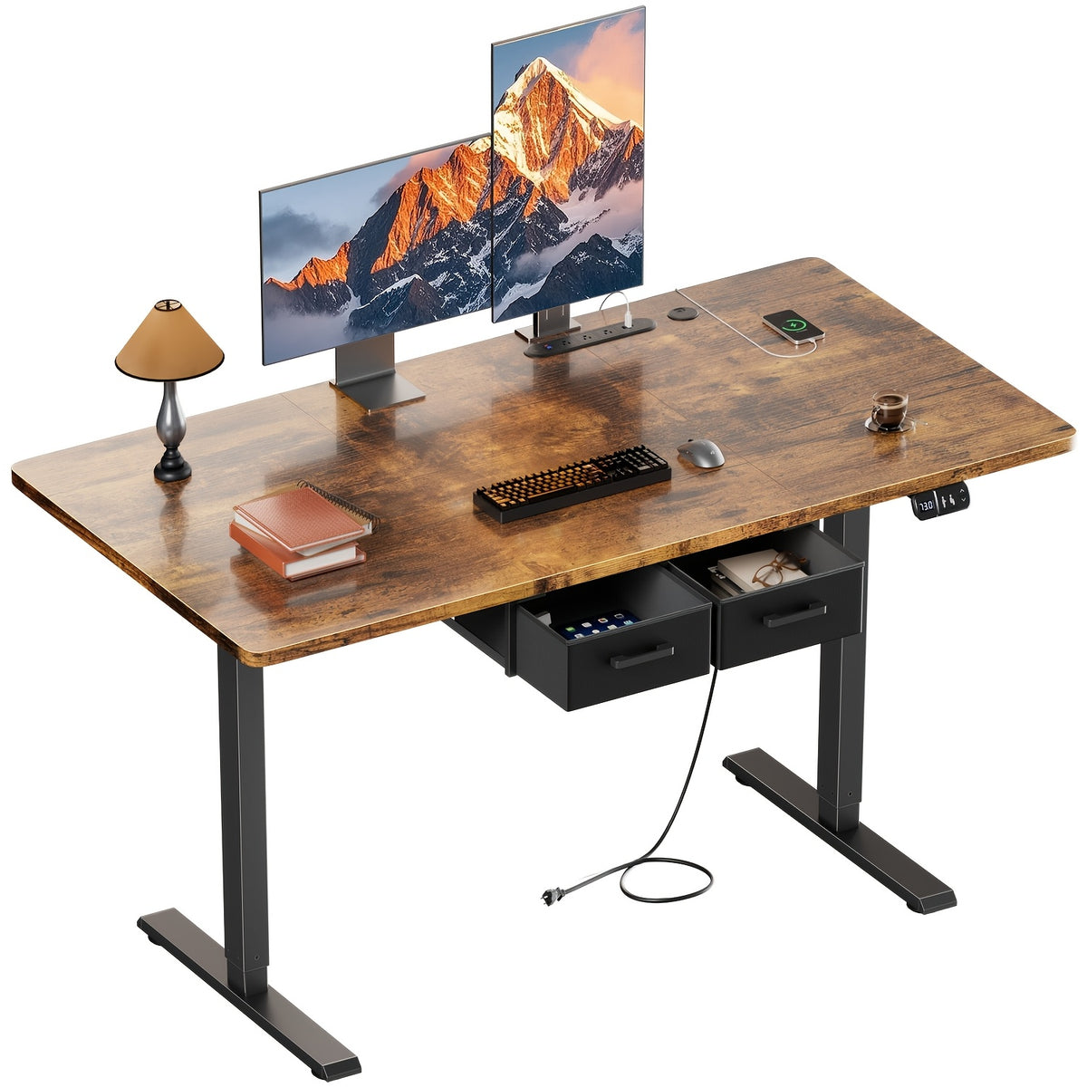Electric Standing Desk with Memory Height Control and an Integrated Charging Hub for Organized Home Workspaces