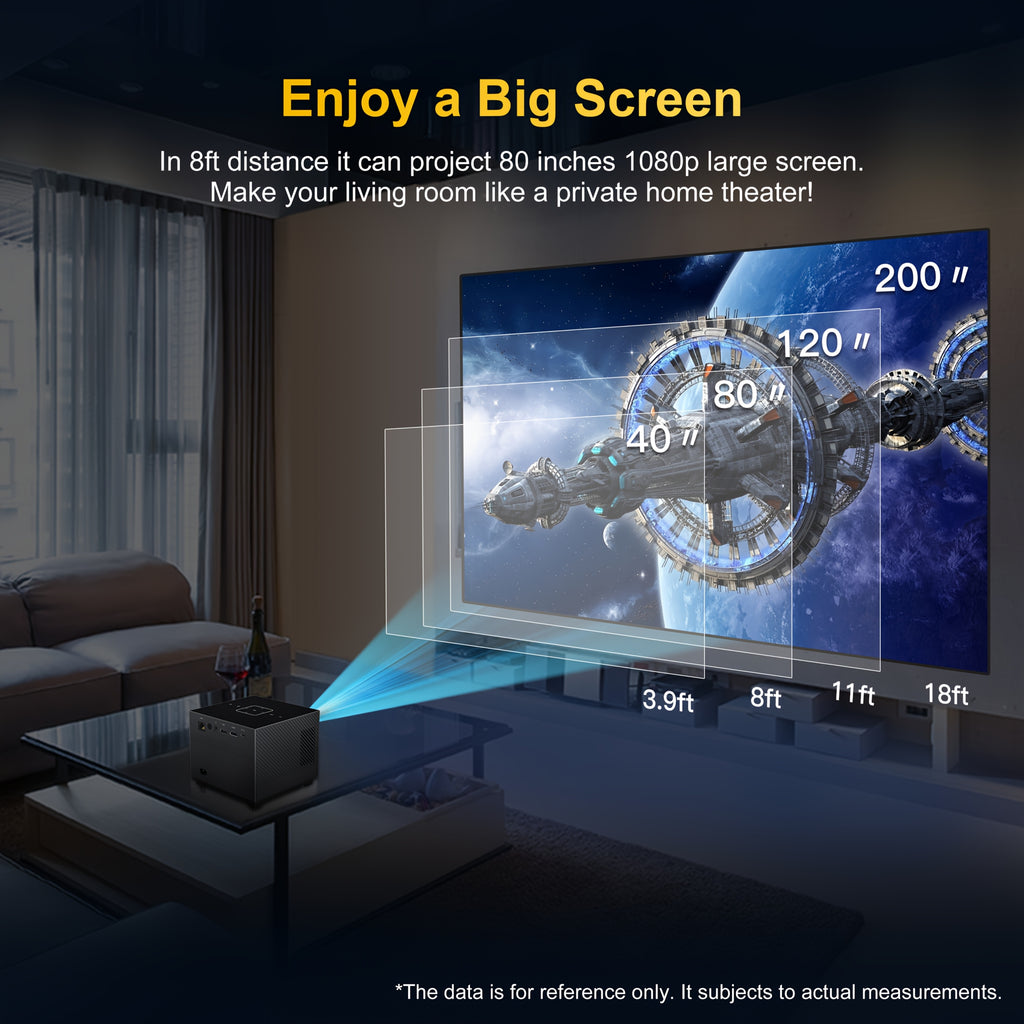 Smart Mini Projector, HD Portable With Dual Band WiFi 6 And BT 5.0, Supports 8K Decoding Native 720P 200 Inch Screen, Android 11.0 OS, Compatible With Smartphones iPad TV HDTV, Creating A Mobile Home Theater Experience, A Budget Gift Suit